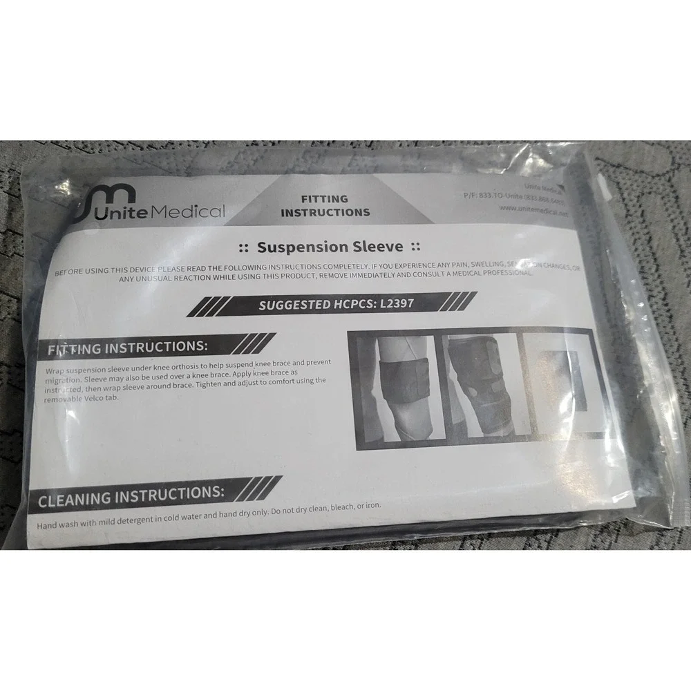New UniteMedical Suspension Sleeve Black One Size - OA Reliever Knee Brace